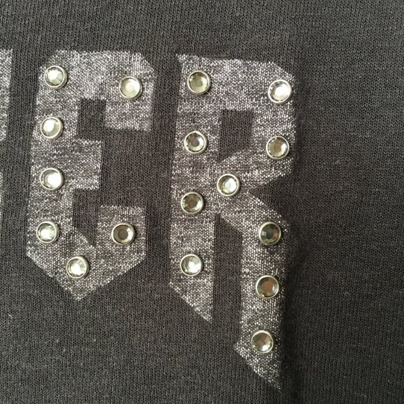 Zara Studded Cropped T Shirt Womens L Round Neck ROCKER Studded Embellishment - Picture 3 of 14